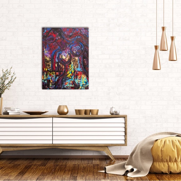 Beautiful Lies, medium size, monster face woman and nude body, textured painting - Picture 6 of 6